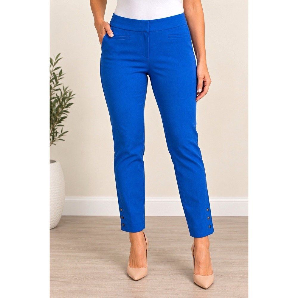 Chico's So Slimming Brigitte Slim Leg Ankle Pants Blue Ponte Stretch 6R NWT